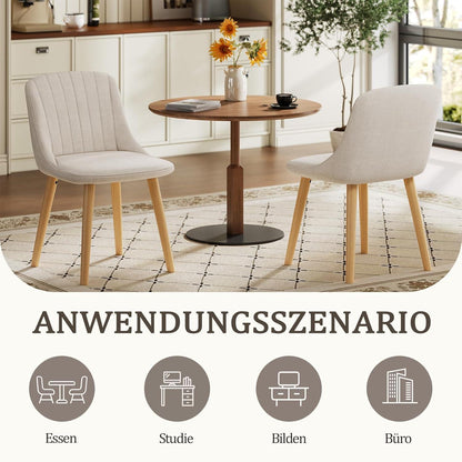 Esszimmerstuhl Set Beige Holzbeine – Polsterstuhl für Küche & Wohnzimmer