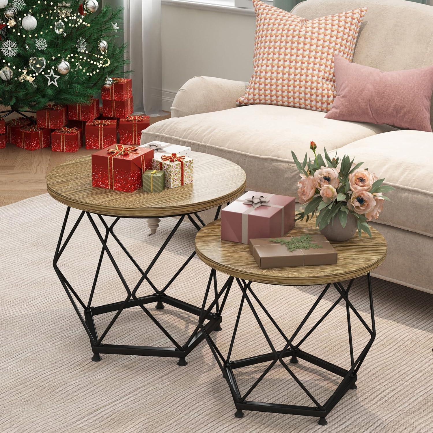 Modernes Rundes Couchtisch-Set 2er Terra/Schwarz