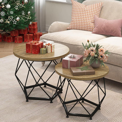 Modernes Rundes Couchtisch-Set 2er Terra/Schwarz