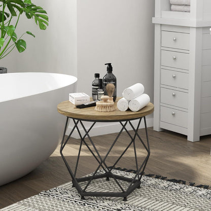Moderne Runde Couchtische 2er Set Terrabraun & Schwarz Stahlgestell