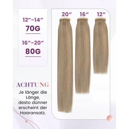 Remy Echthaar Pferdeschwanzverlängerung Aschblond mit Goldblond 40cm