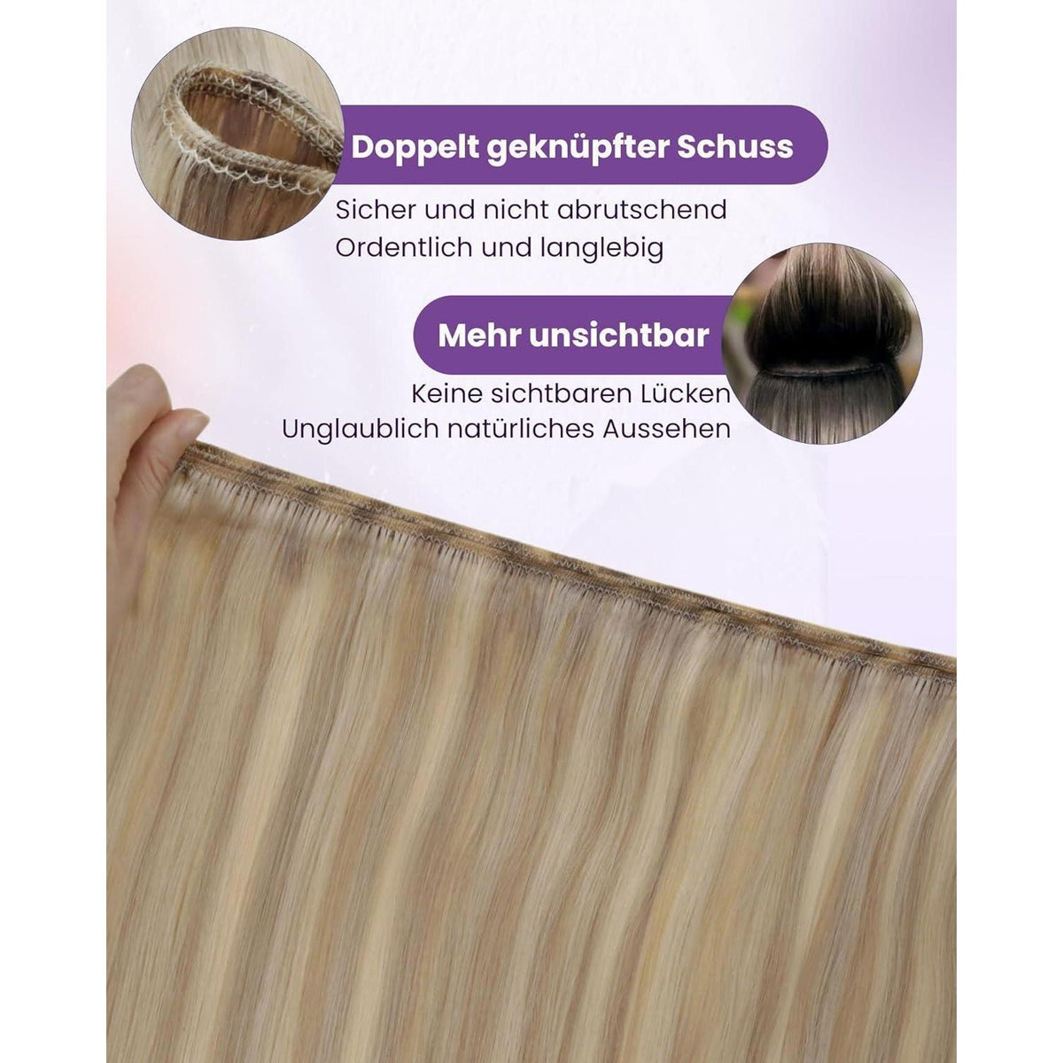 Echthaar Tressen Blond Highlights Remy 80g 35cm #P16/22