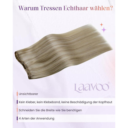 Echthaar Tressen Blond Highlights Remy 80g 35cm #P16/22