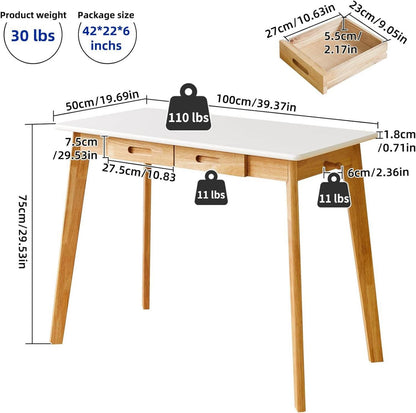 Kleiner Arbeits- und Esstisch aus Holz mit Schublade & Hängestange