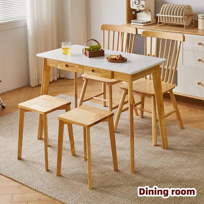 Kleiner Computertisch Holz Schreibtisch Schublade Hängestange Weiß Naturholz