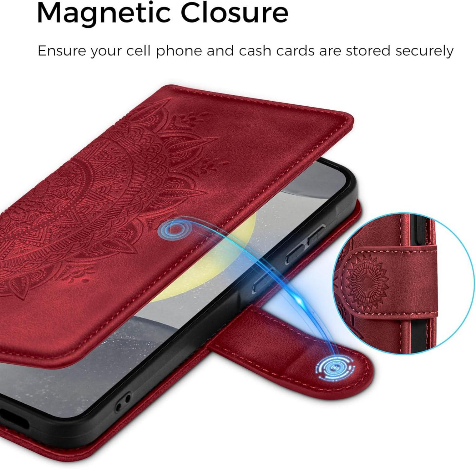 Samsung Galaxy S24 5G Hülle - EASDNB Leder Wallet Case - Rot