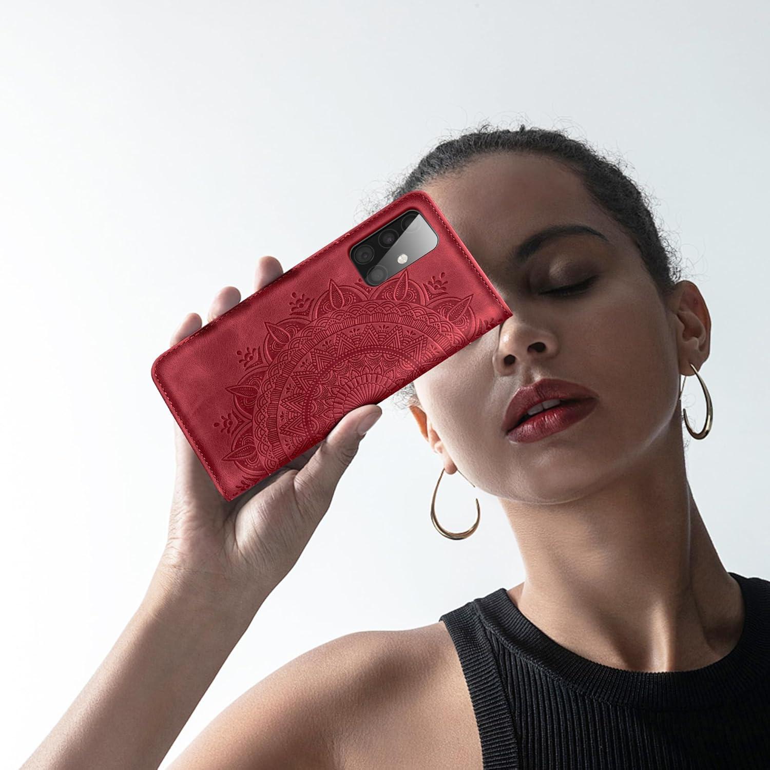 Samsung Galaxy A51 Lederhülle Wallet Case PU Flip Cover Rot