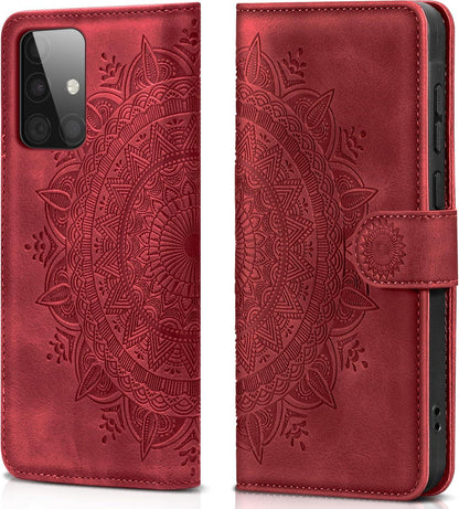 EASDNB Samsung Galaxy A51 Lederhülle Wallet Case Rot