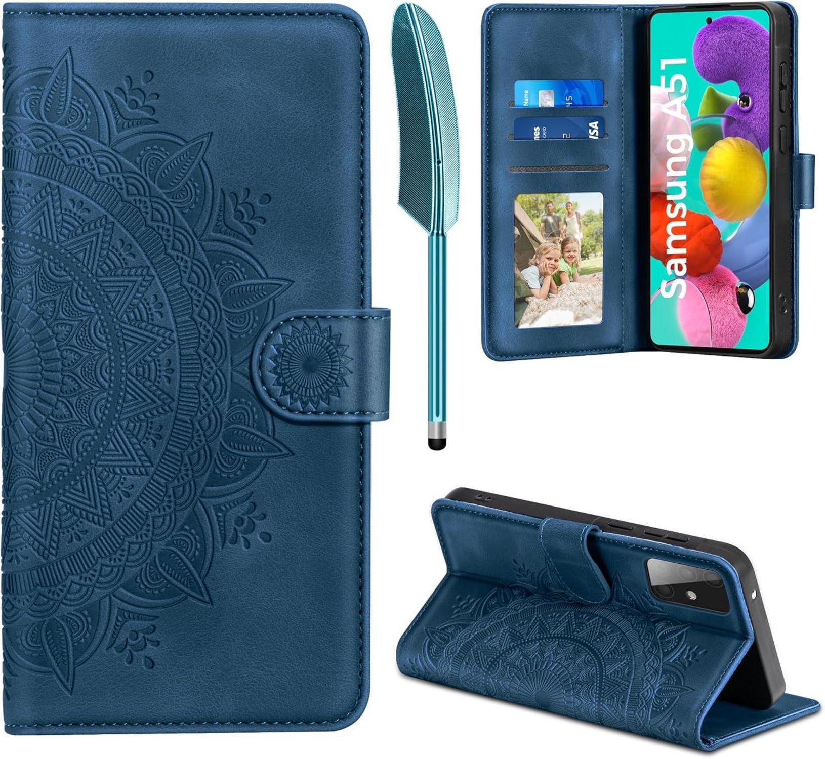 Samsung Galaxy A51 Flip Wallet Case PU Leder Dunkelblau Schutzhülle