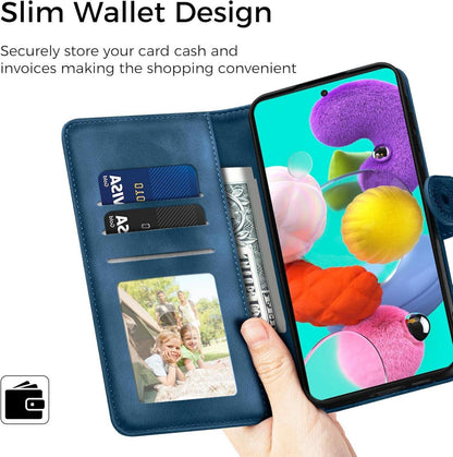 Lederhülle Samsung Galaxy A51 Flip Wallet PU Case Dunkelblau