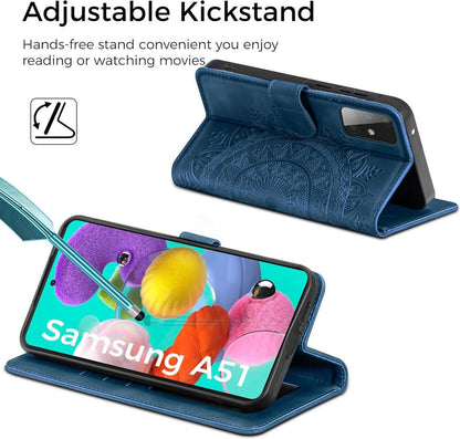 Samsung Galaxy A51 Flip Wallet Case PU Leder Dunkelblau Schutzhülle