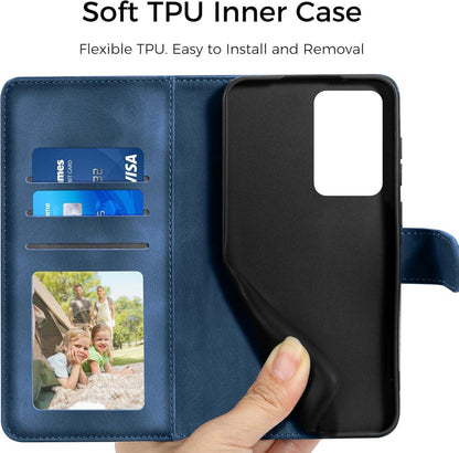 EASDNB Samsung Galaxy A51 Leder Flip Wallet Hülle Magnet Stand Dunkelblau