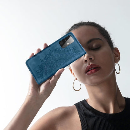 EASDNB Samsung Galaxy A51 Leder Flip Wallet Hülle Magnet Stand Dunkelblau