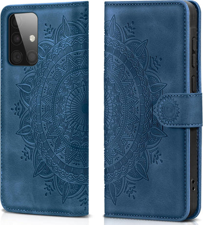Lederhülle Samsung Galaxy A51 Flip Wallet PU Case Dunkelblau Standfunktion