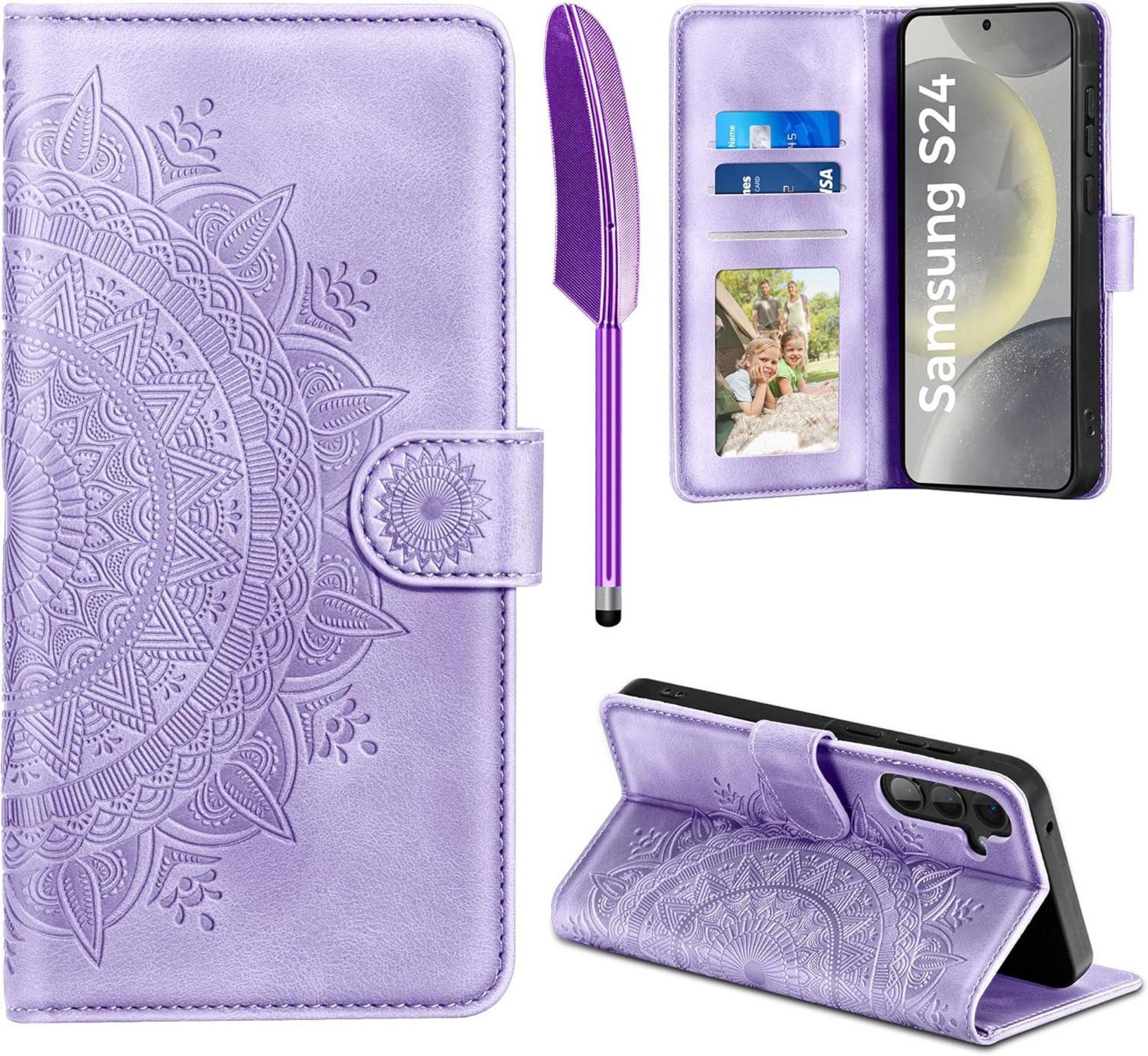 Samsung Galaxy S24 5G Hülle Wallet Case PU Leder Hellviolett