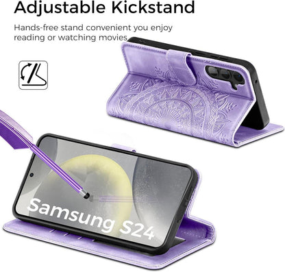 Samsung Galaxy S24 5G Hülle Wallet Case PU Leder Hellviolett