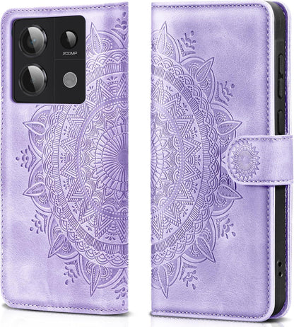 Handyhülle Xiaomi Redmi Note 13 Pro 5G Flip Wallet Premium PU Leder Klapphülle Standfunktion Hellviolett
