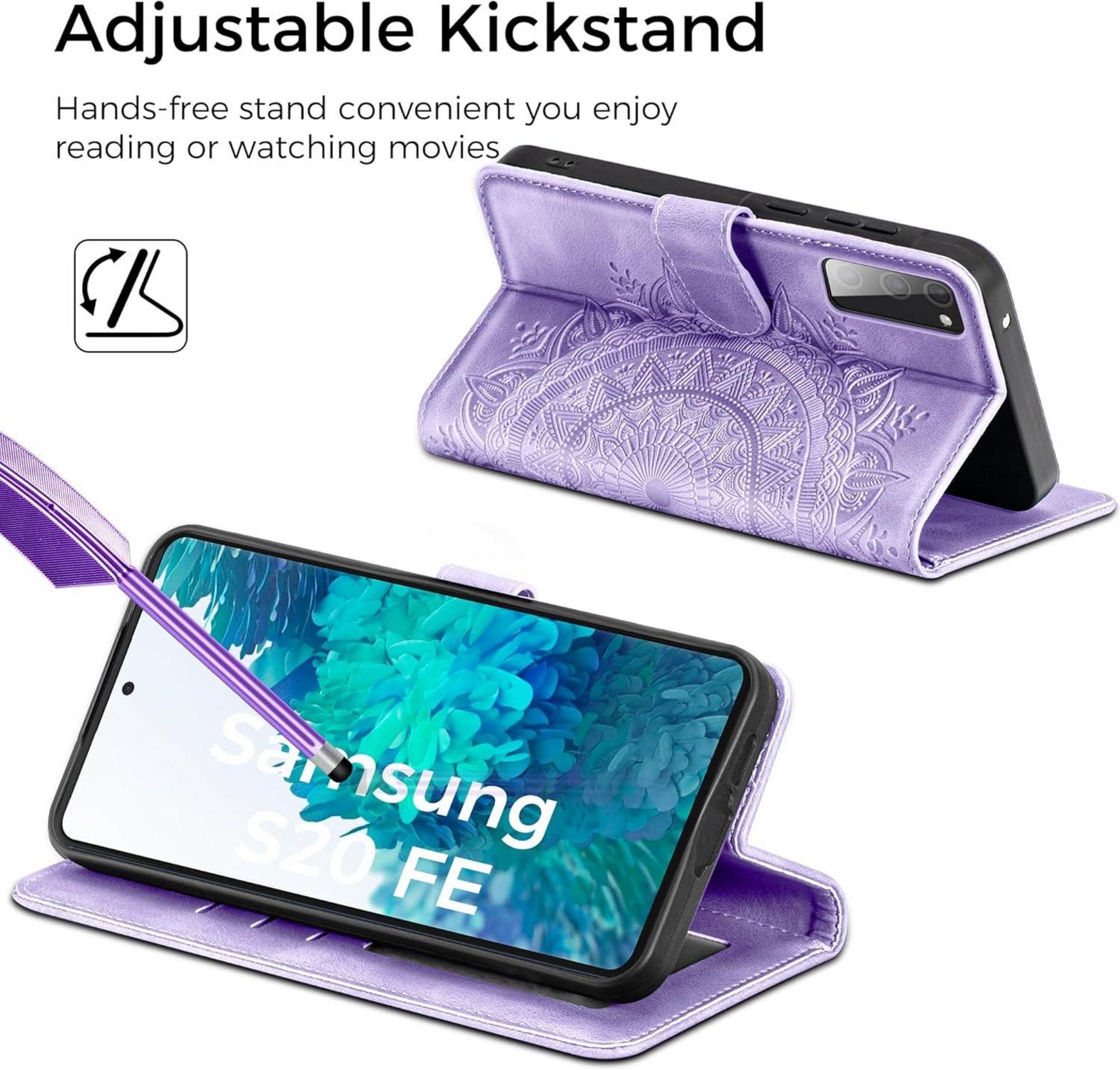 Samsung Galaxy S20 FE Lederhülle Flip Wallet Hellviolett