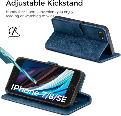 Handyhülle iPhone SE 2022/20 7/8 Flip Leder Tasche Dunkelblau