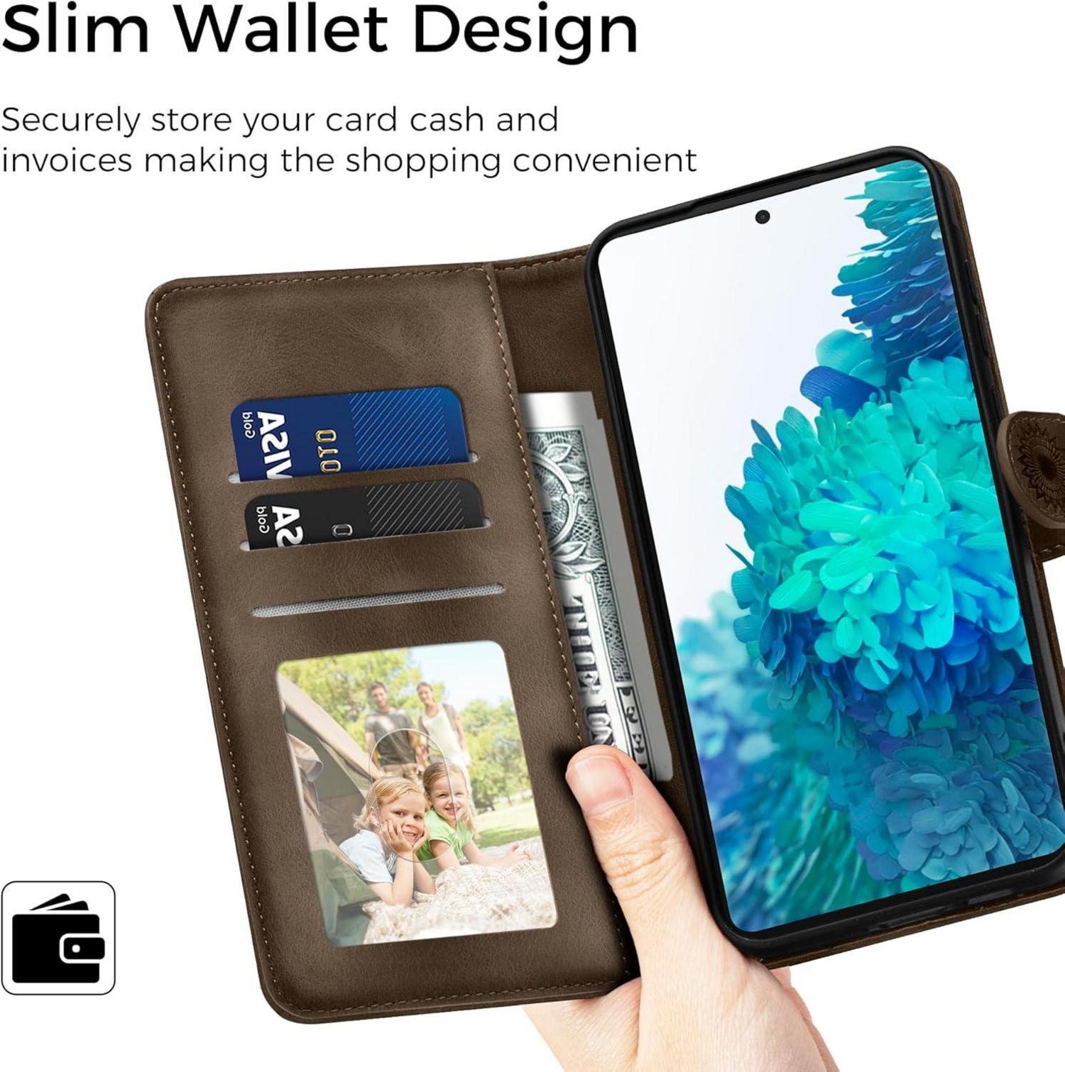 Samsung Galaxy S20 FE Leder Wallet Hülle Braun Magnet