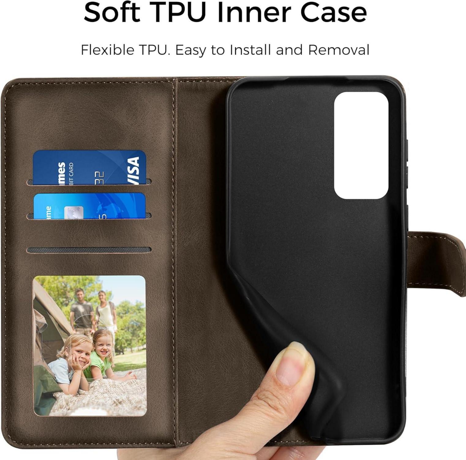 Samsung Galaxy S20 FE Leder Flip Wallet Hülle Braun Standfunktion Magnet