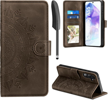 Samsung Galaxy A55 5G Hülle Wallet Schutzhülle Braun