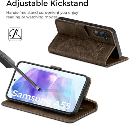 Samsung Galaxy A55 5G Hülle Wallet Schutzhülle Braun