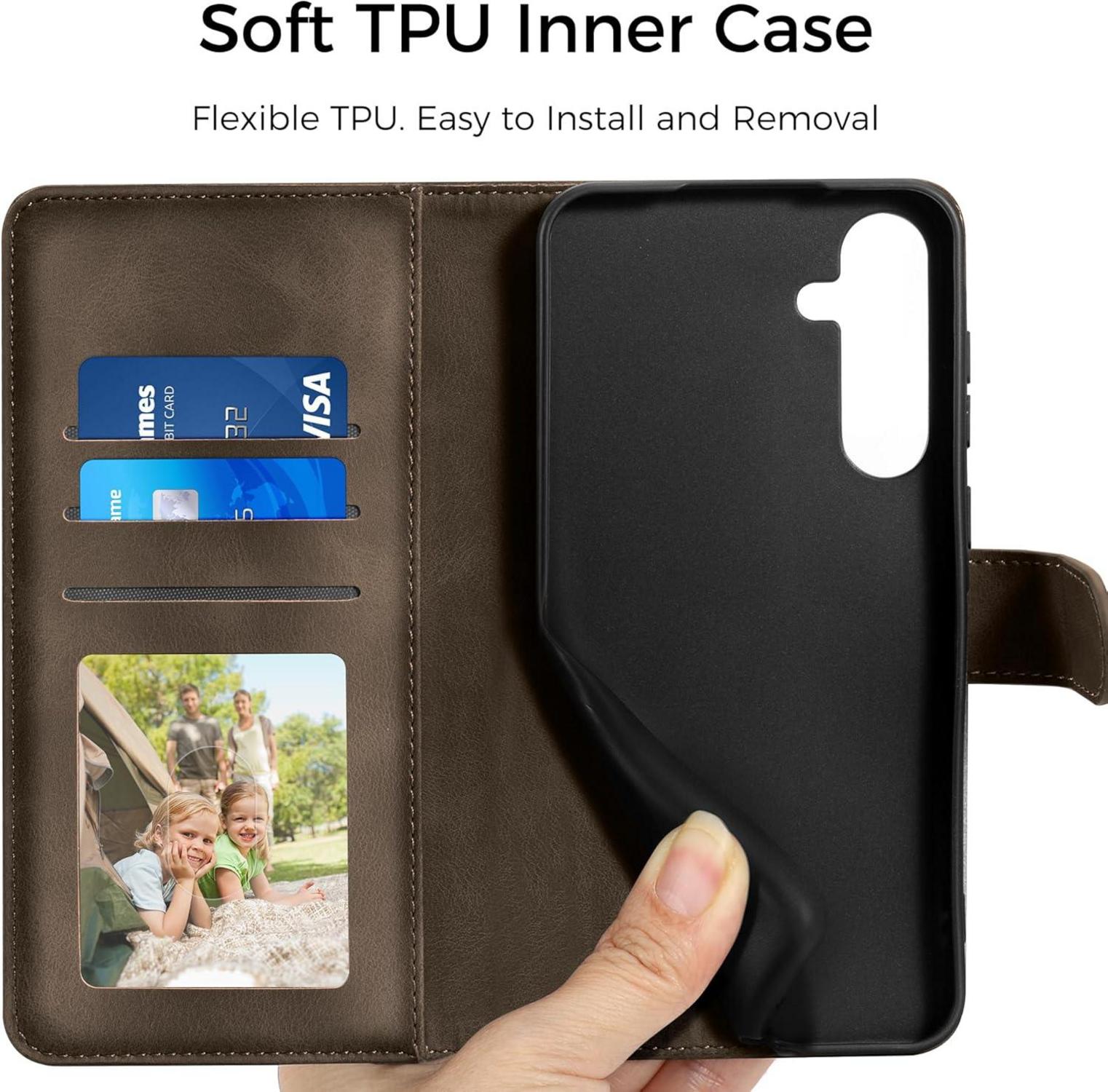 EASDNB Samsung Galaxy A55 5G Leder Wallet Hülle Standfunktion