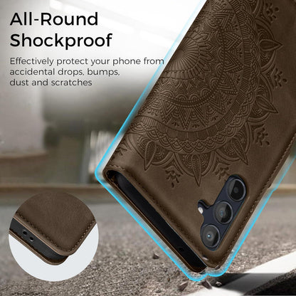 Lederhülle Samsung Galaxy A55 5G Flip Wallet Hülle Braun