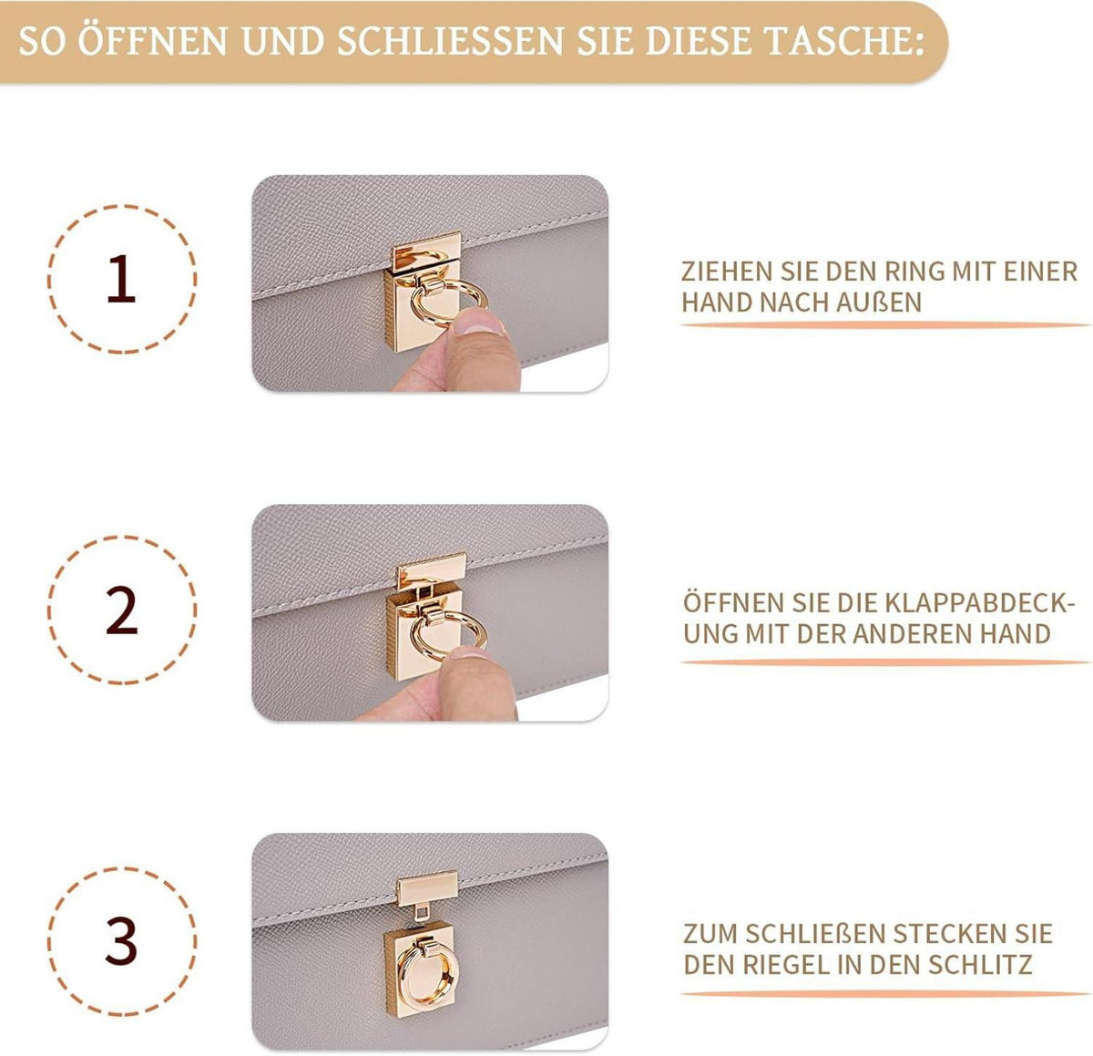TIAASTAP Damen Handtasche Umhängetasche French Style Ledertasche Schwarz