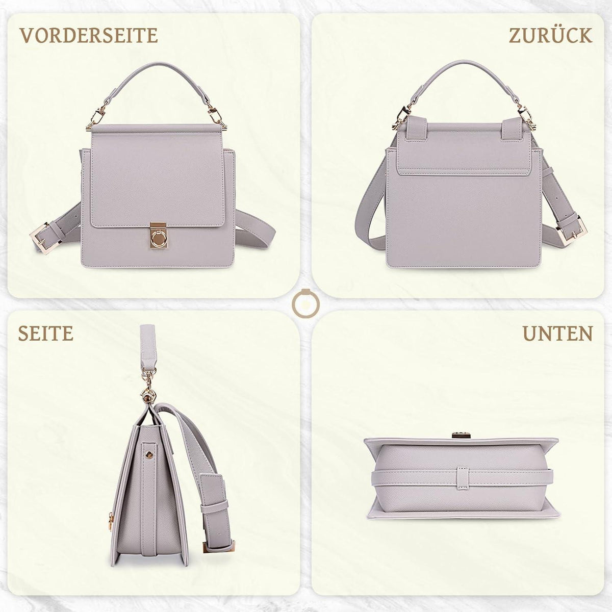 Kleine Damen Handtasche French Style PU Ledertasche Verstellbarer Gurt