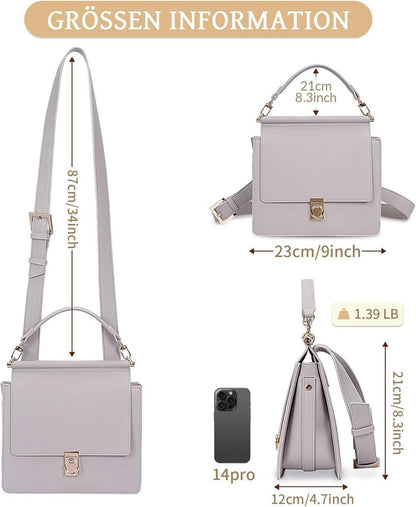 TIAASTAP Damen Handtasche Umhängetasche French Style Ledertasche Schwarz
