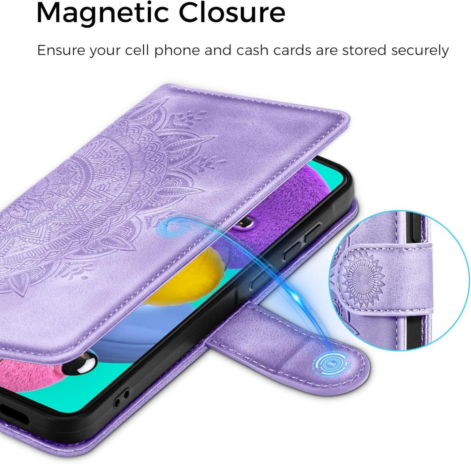 EASDNB Samsung Galaxy A51 Lederhülle Wallet Case Hellviolett