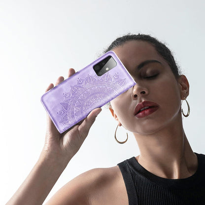 EASDNB Samsung Galaxy A51 Leder Flip Wallet Hülle PU Case Hellviolett