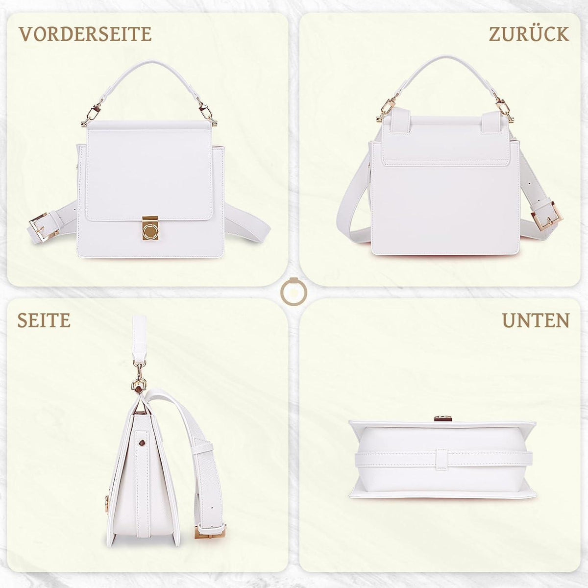 Kleine Handtasche Damen Umhängetasche Ledertasche French Style