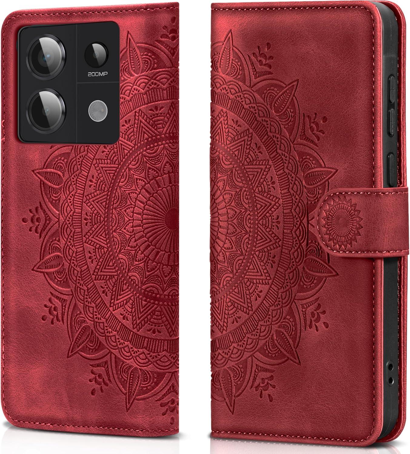 Xiaomi Redmi Note 13 Pro 5G Handyhülle Wallet Case Rot Magnet Kartenfach