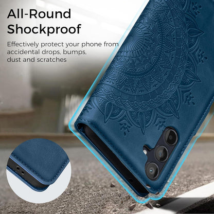 EASDNB Samsung Galaxy A55 5G Lederhülle Dunkelblau Wallet Case