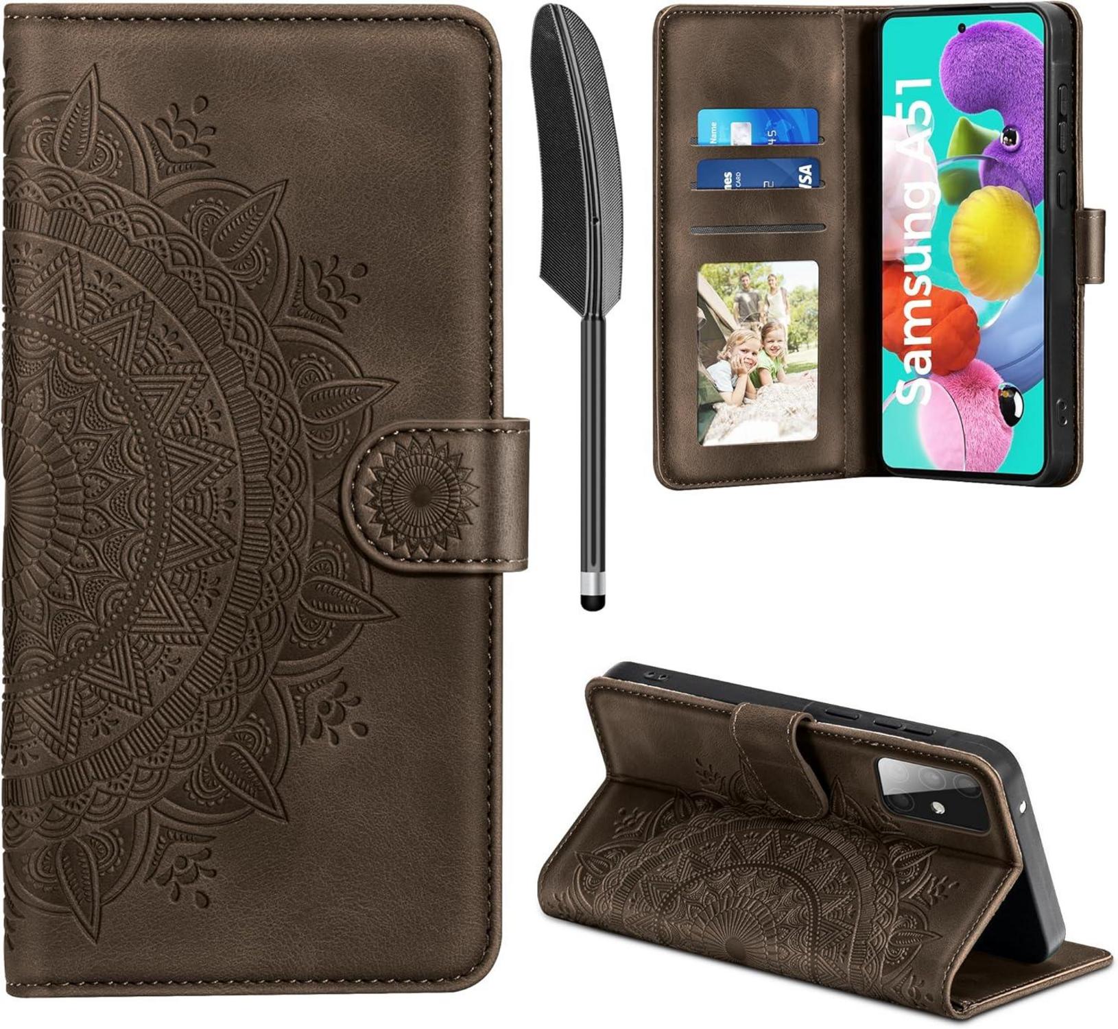 Samsung Galaxy A51 Lederhülle Flip Wallet Case Braun