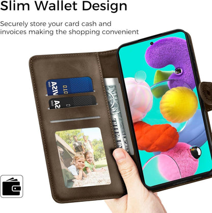 EASDNB Samsung Galaxy A51 Lederhülle Wallet Flip Case Braun