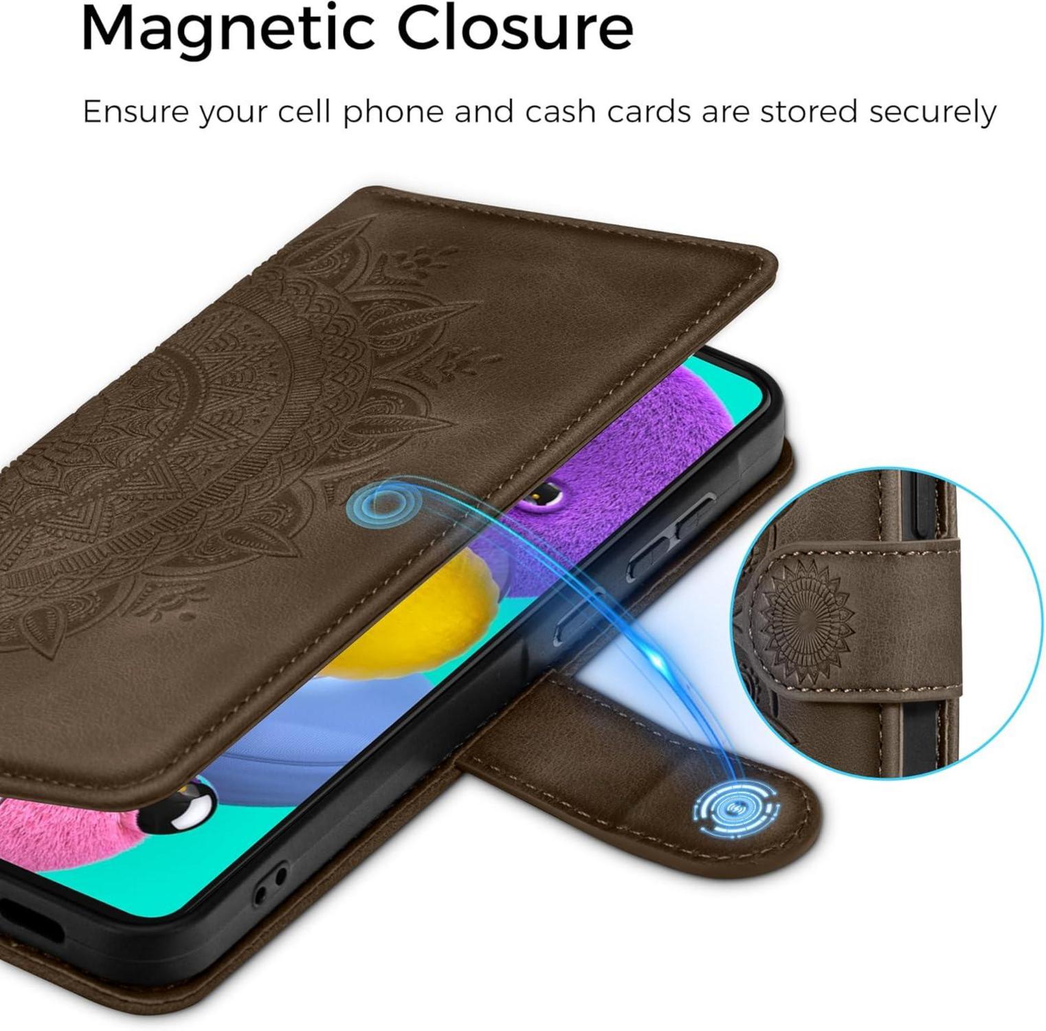 Lederhülle Samsung Galaxy A51 Flip Wallet Hülle Braun