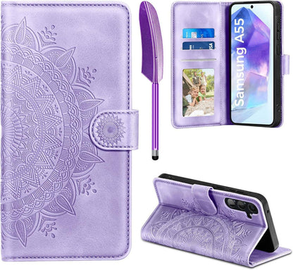 Samsung Galaxy A55 5G Klapphülle PU Leder Wallet Hellviolett