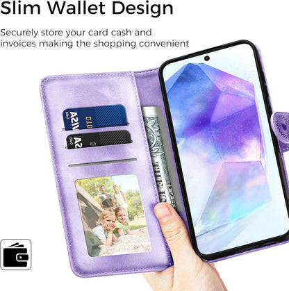 EASDNB Samsung Galaxy A55 5G Lederhülle Hellviolett Flip