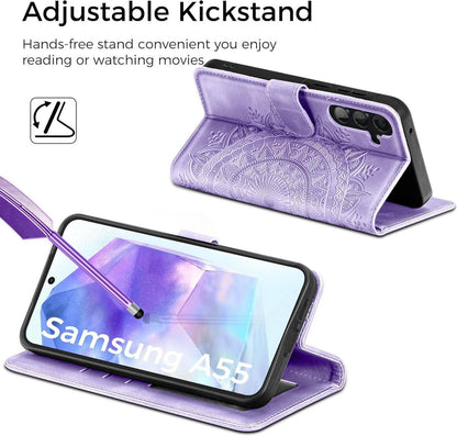 Samsung Galaxy A55 5G Klapphülle PU Leder Wallet Hellviolett
