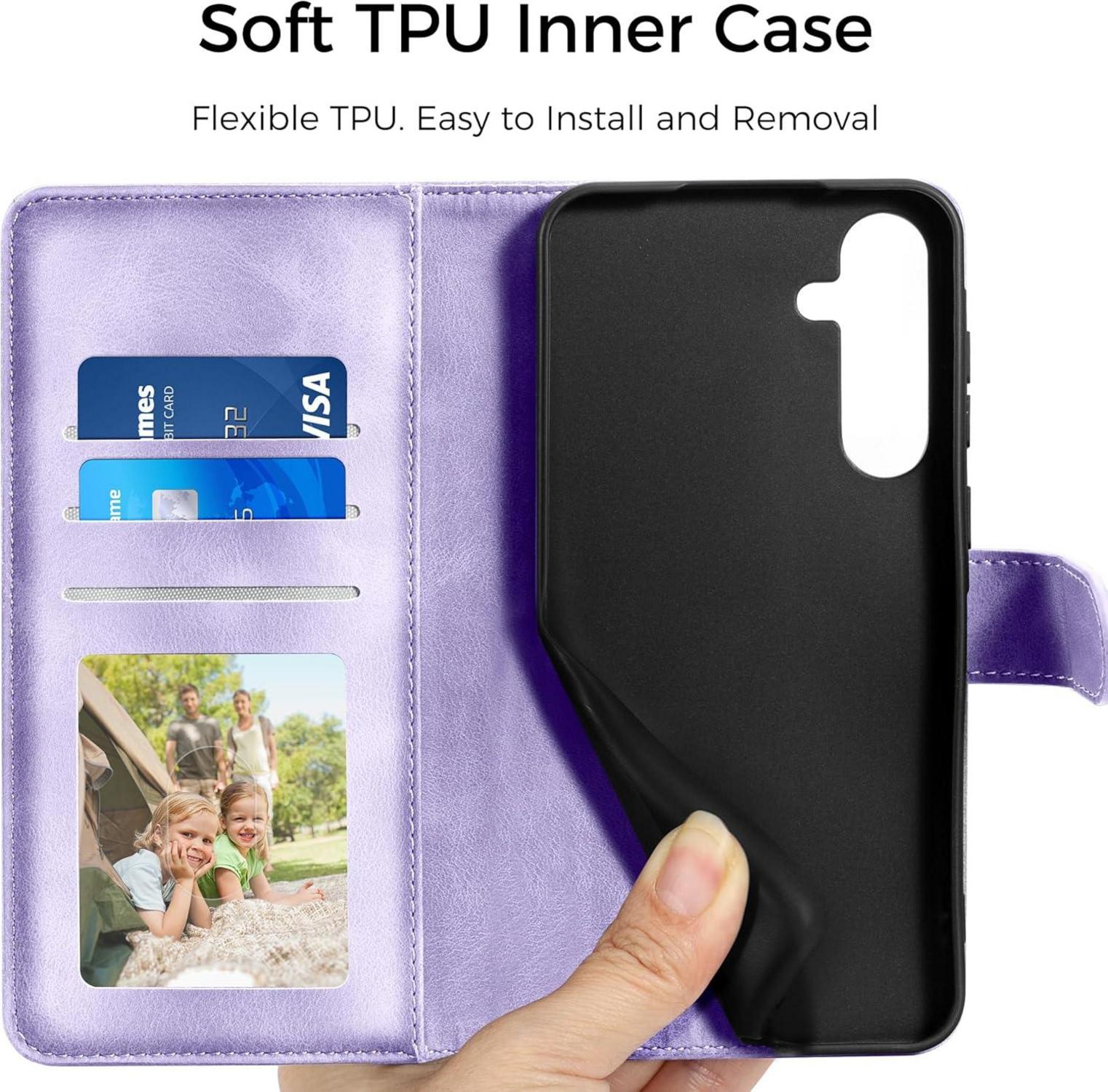 Samsung Galaxy A55 5G Hülle PU Leder Wallet Case Hellviolett