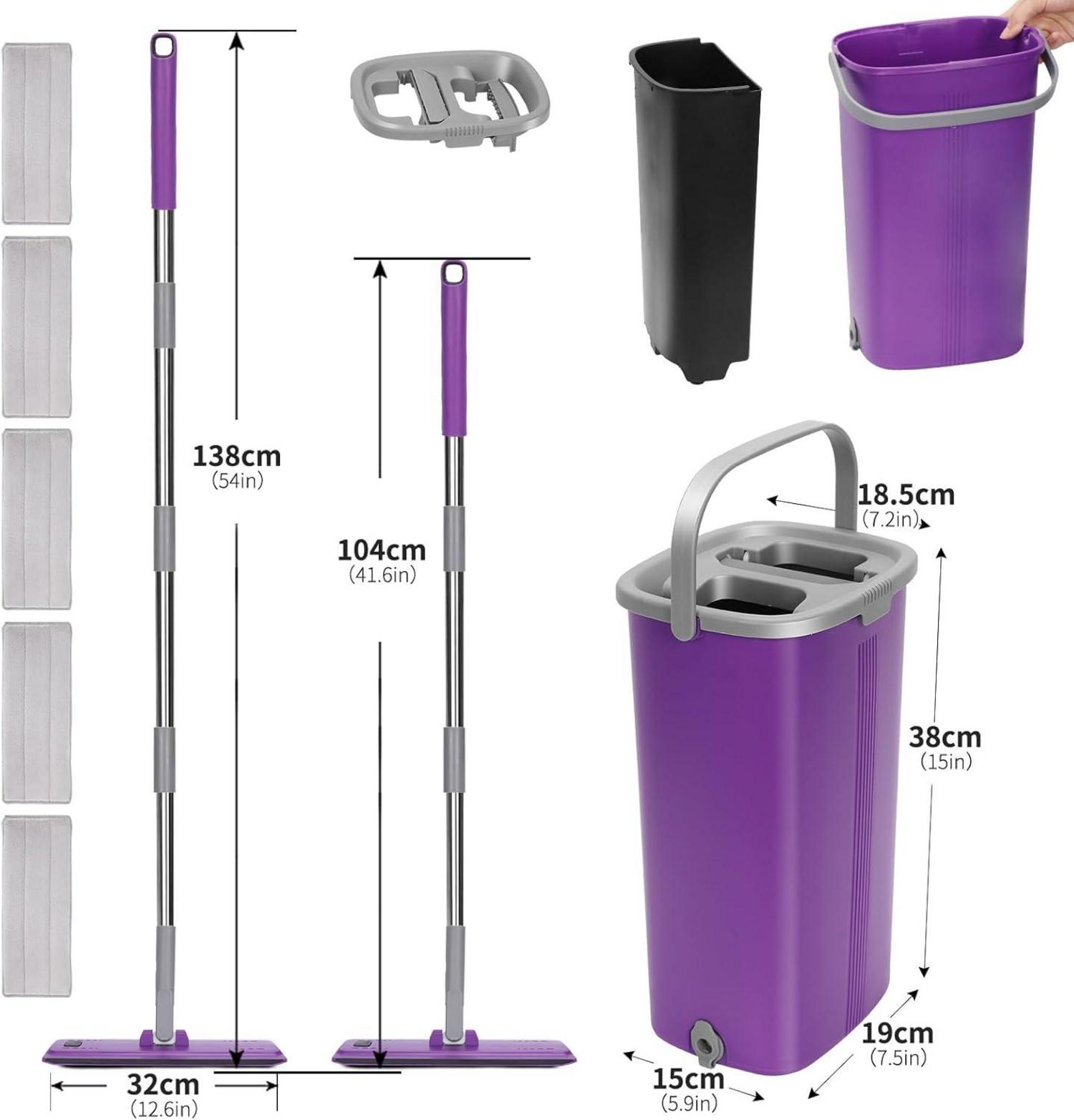 Masthome Bodenwischer Set mit Eimer, Auswringfunktion, 138CM