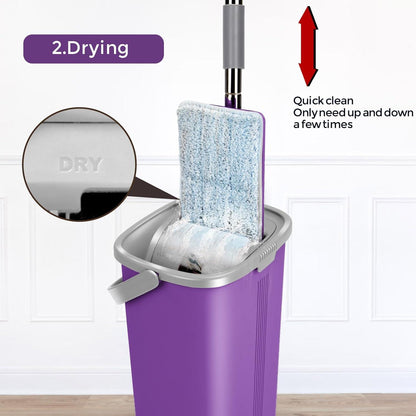 Masthome 360° drehbarer Wischmopp mit Eimer und Microfaser-Pads - Violett