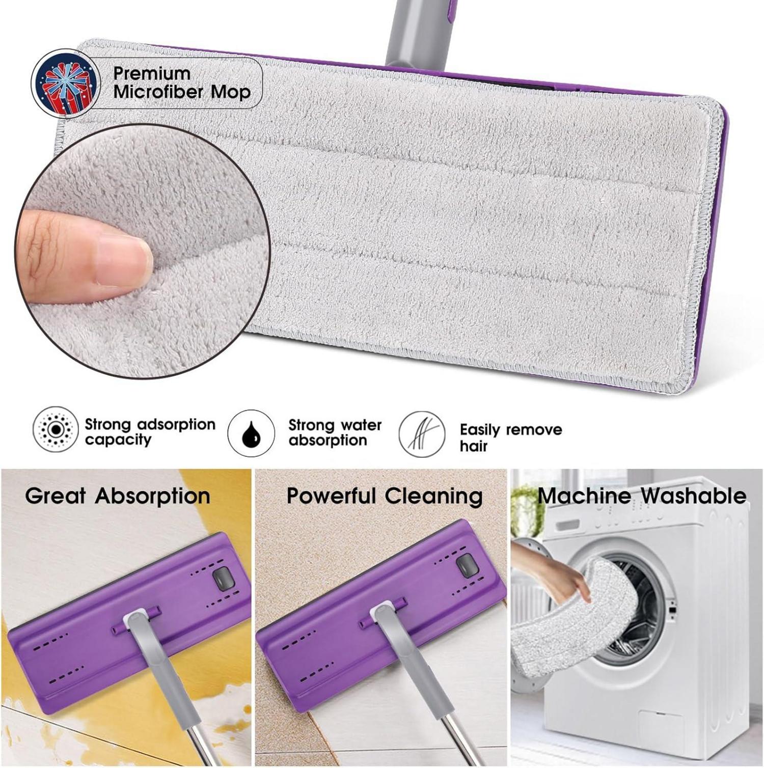 Wischmopp Set mit Eimer und Auswringfunktion - Violett