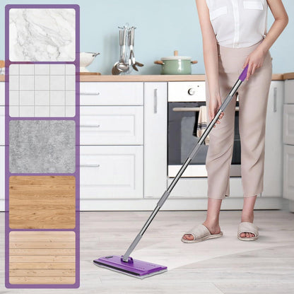 Wischmopp Set mit Eimer, Auswringfunktion, 138CM Edelstahl Griff, 5 Pads