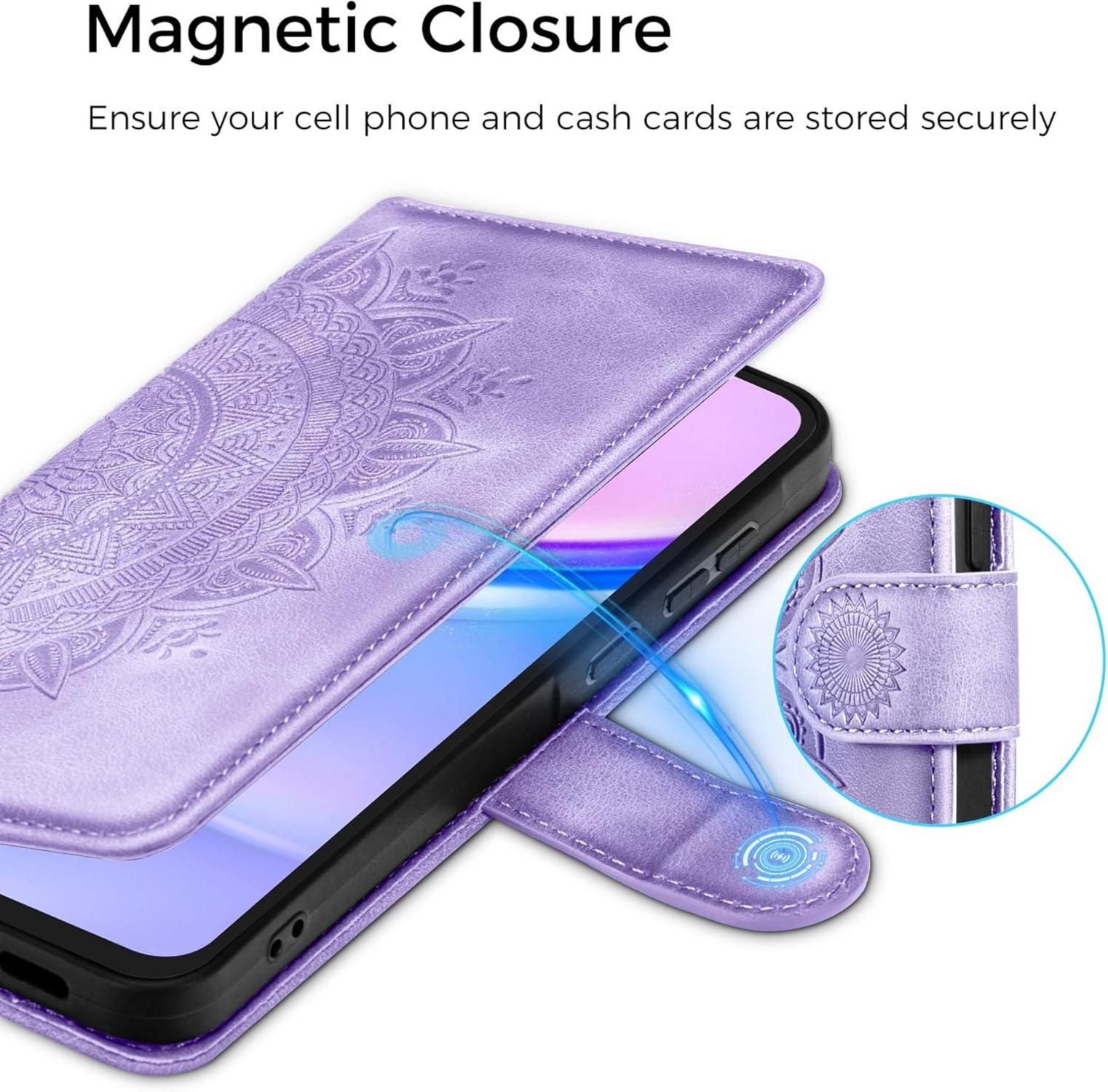 Samsung Galaxy A15 5G/4G Leder Wallet Hülle - Hellviolett