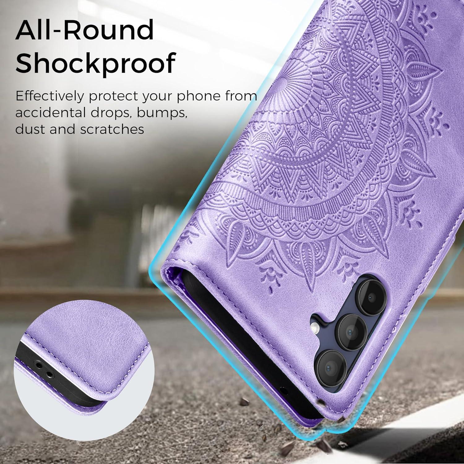 Lederhülle Samsung Galaxy A15 5G/4G Flip Wallet PU Case Hellviolett